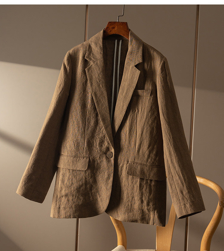 Casual Linen Blazer with Single-Button Closure CRLinen1216-126