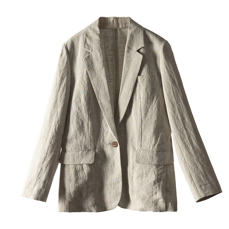 Casual Linen Blazer with Single-Button Closure CRLinen1216-126
