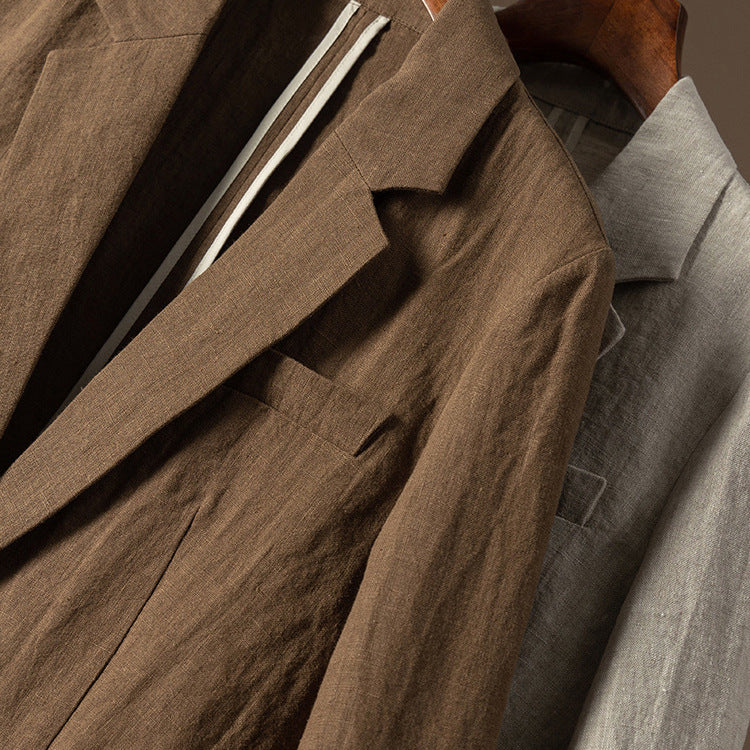 Casual Linen Blazer with Single-Button Closure CRLinen1216-126