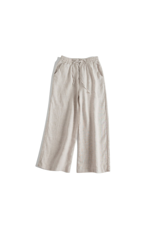 Casual Wide-Leg Linen Pants with Drawstring CRLinen1124-041