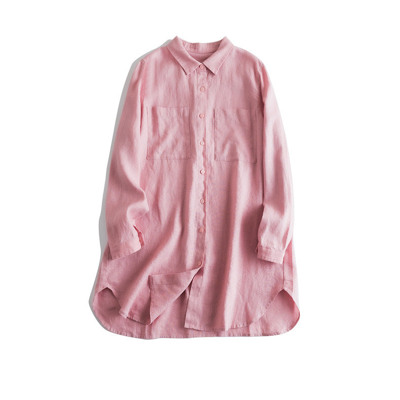 Button-Up Linen Long Shirt CRLinen1216-054