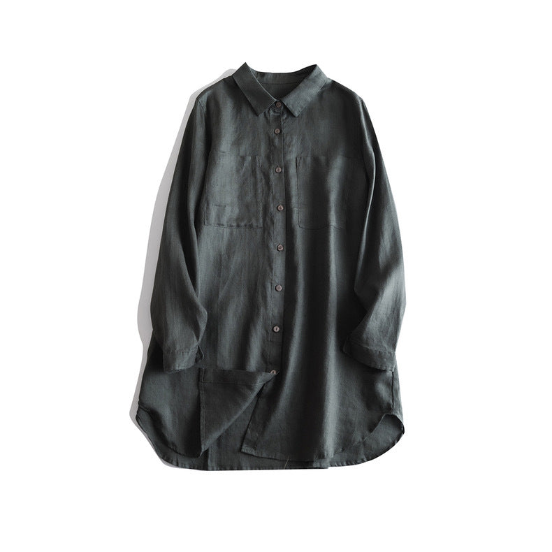 Button-Up Linen Long Shirt CRLinen1216-054