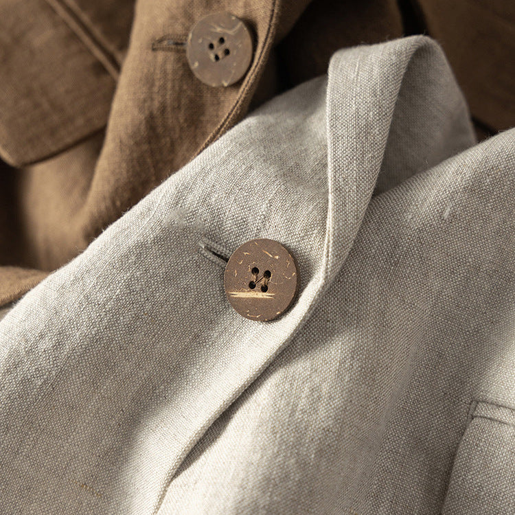 Casual Linen Blazer with Single-Button Closure CRLinen1216-126