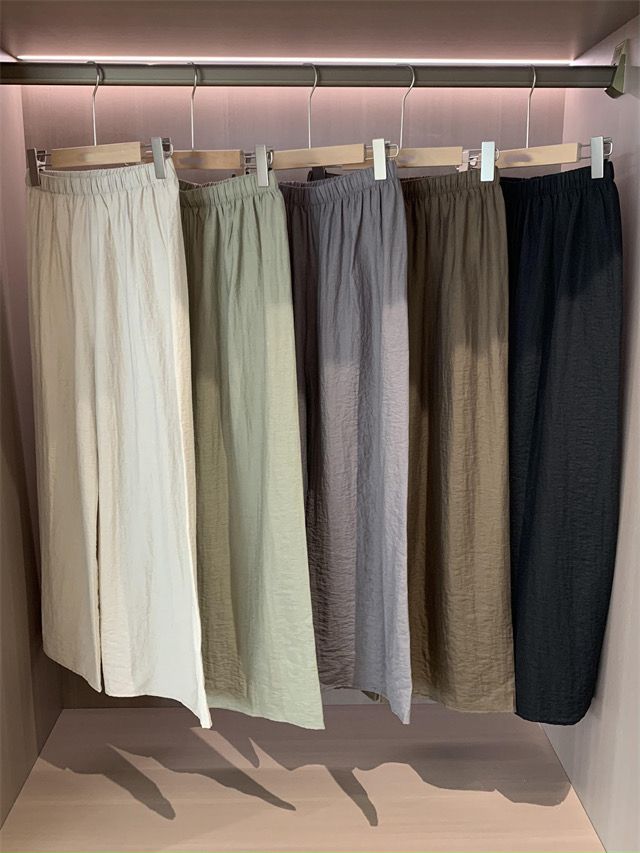 Casual Loose Wide-Leg Pants with Elastic Waist CRLinen1216-109