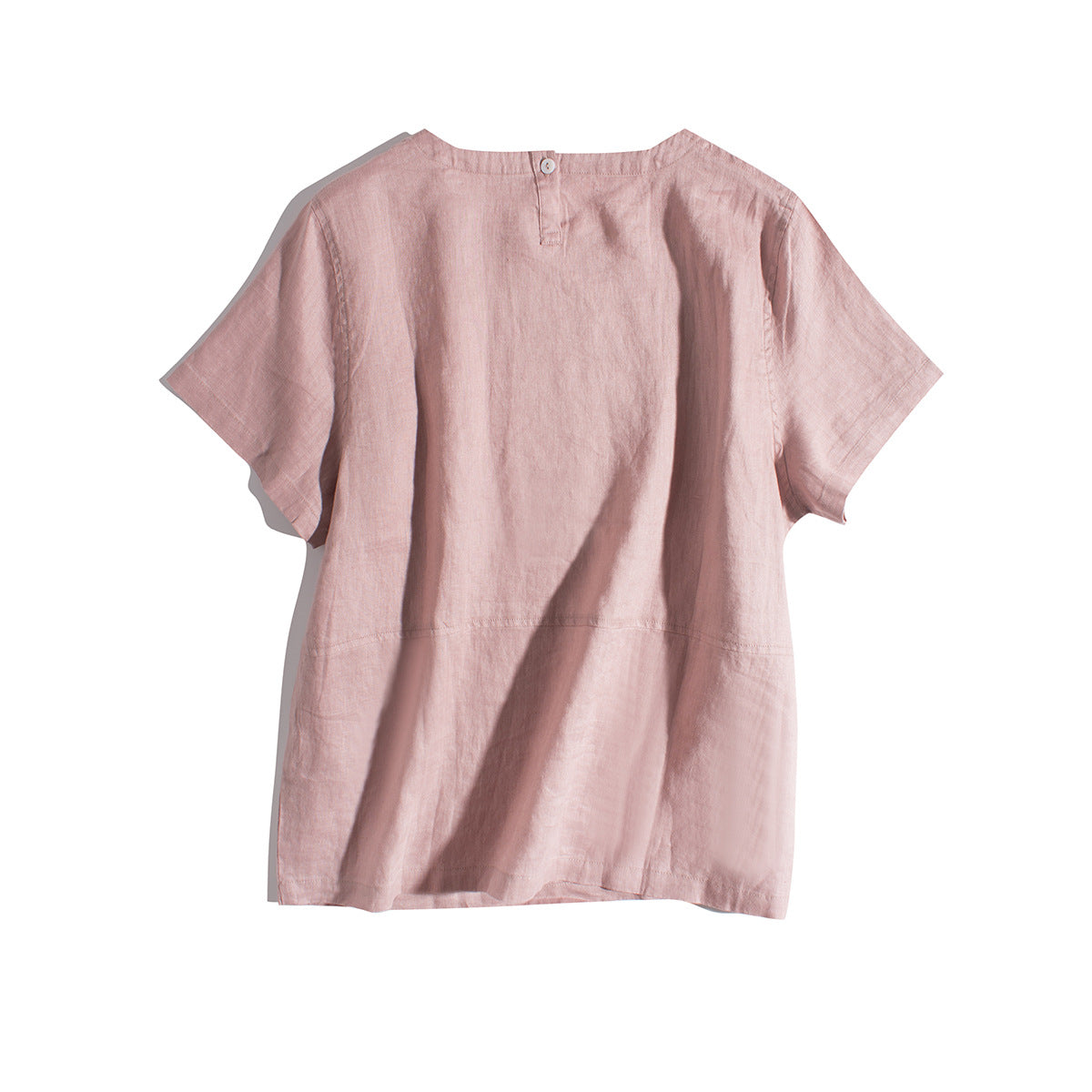 Casual Linen Short Sleeve Top with Back Button Closure CRLinen1216-090
