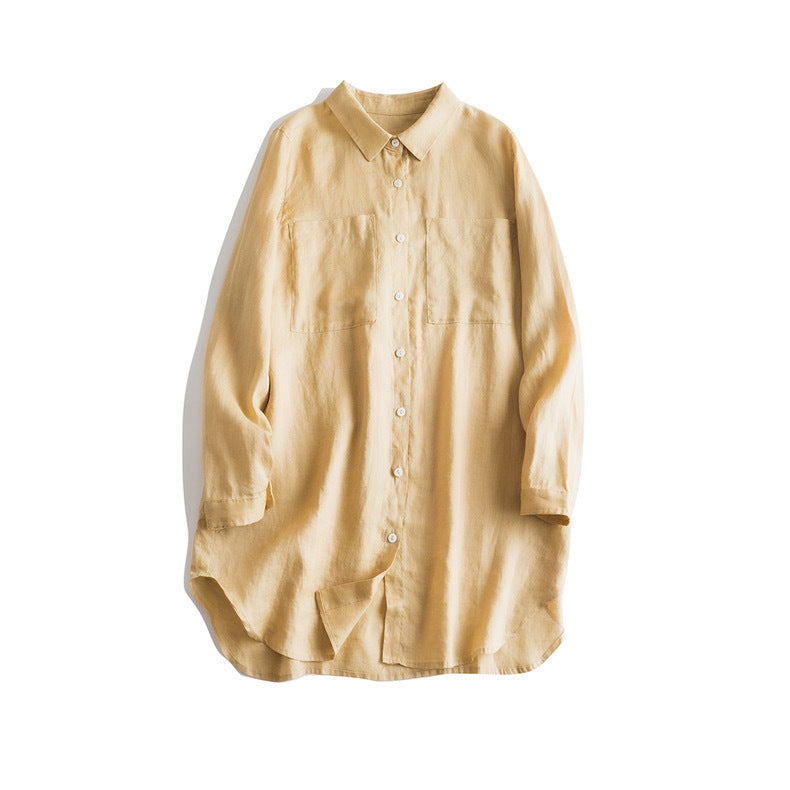 Button-Up Linen Long Shirt CRLinen1216-054