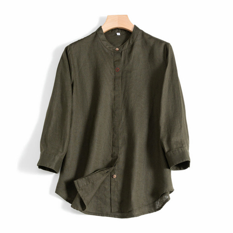 Casual Linen Shirt with Button Closure CRLinen1216-120