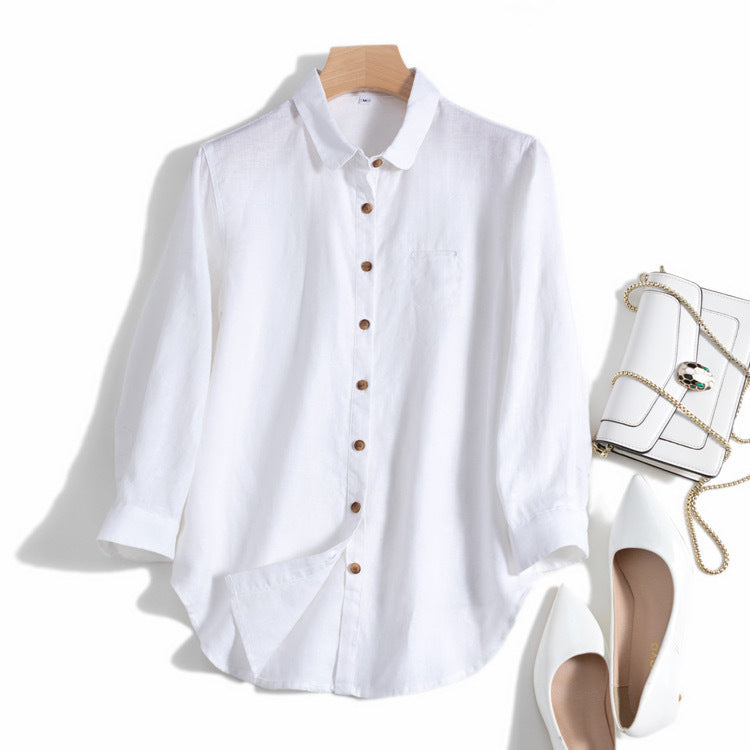 Casual Striped Button-Up Linen Shirt for Everyday Wear CRLinen1216-070