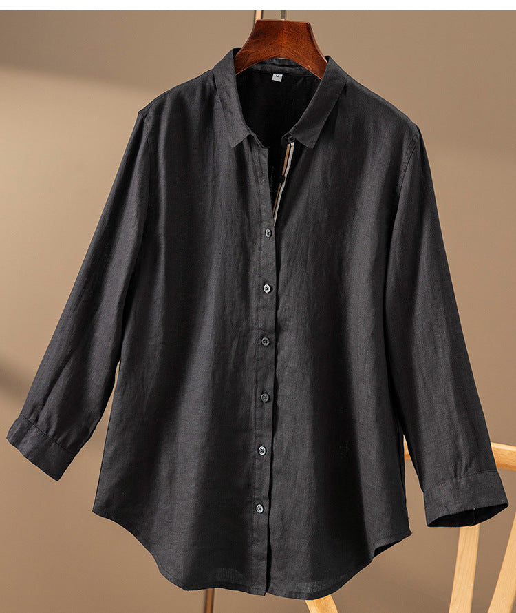 Classic Button-Up Linen Shirt CRLinen1216-129