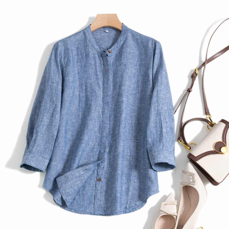 Casual Linen Shirt with Button Closure CRLinen1216-120