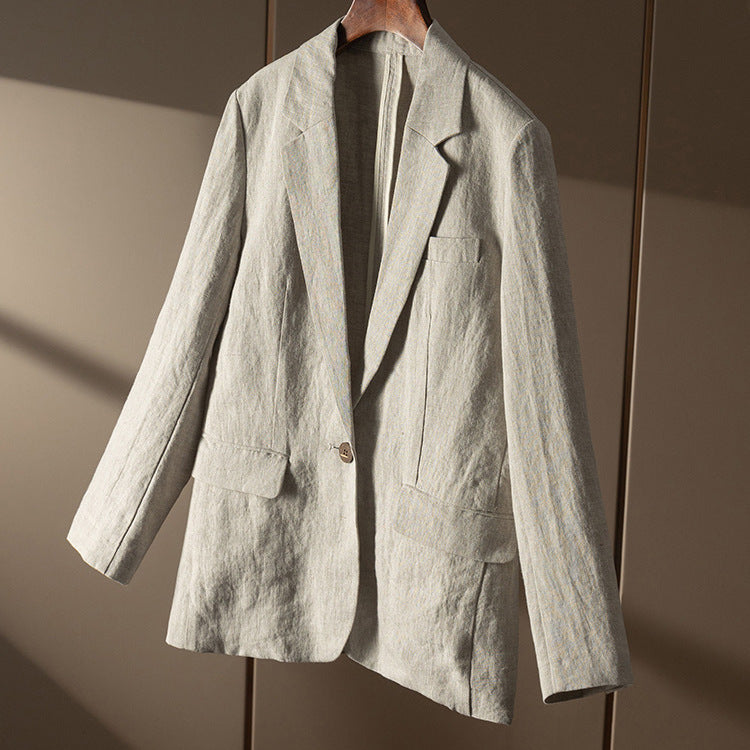 Casual Linen Blazer with Single-Button Closure CRLinen1216-126