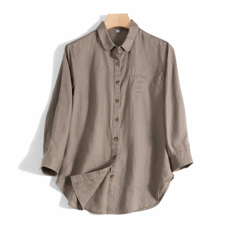 Casual Striped Button-Up Linen Shirt for Everyday Wear CRLinen1216-070