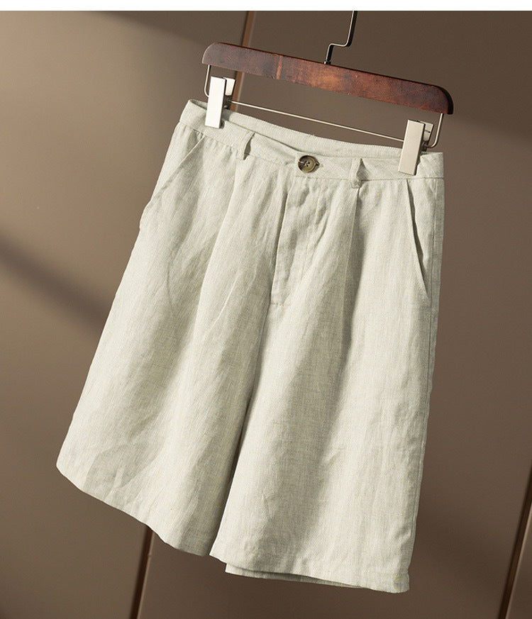 Casual High-Waist Linen Shorts CRLinen1216-086