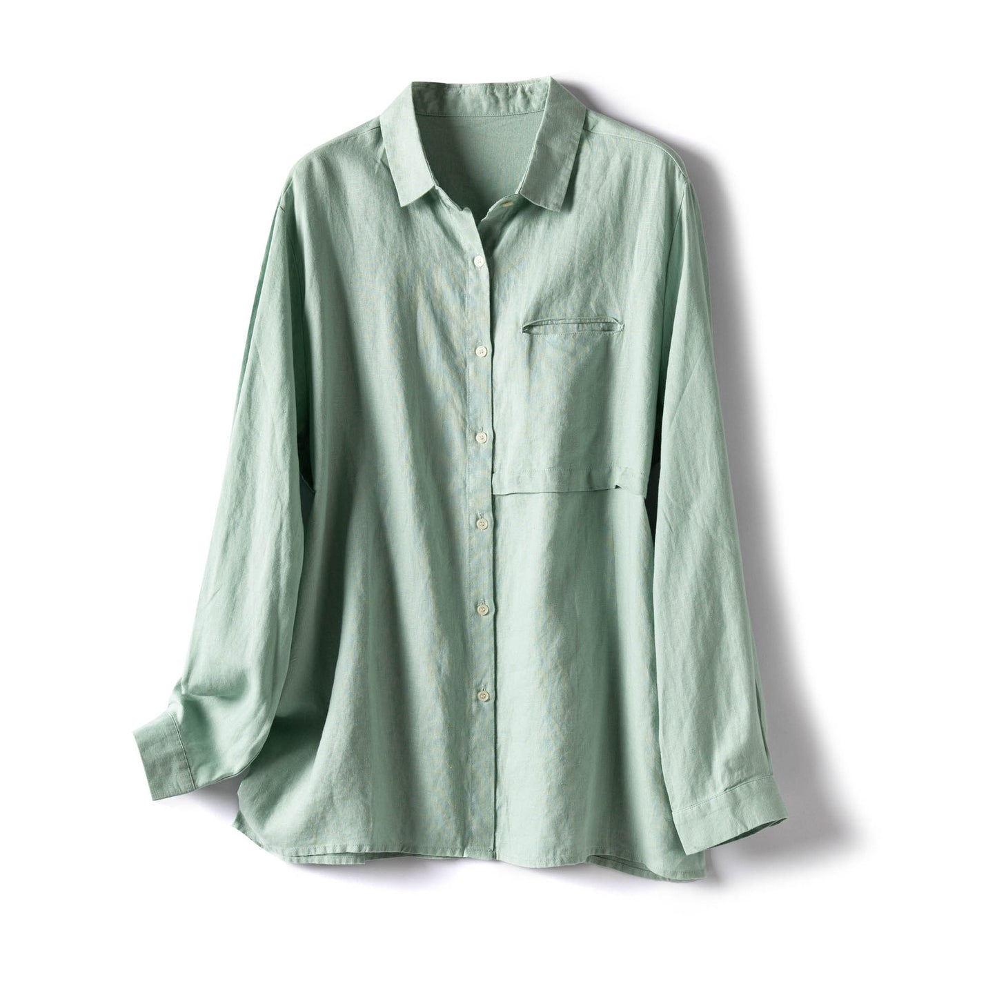 Casual Long-Sleeve Shirt with Front Pocket CRLinen1216-105