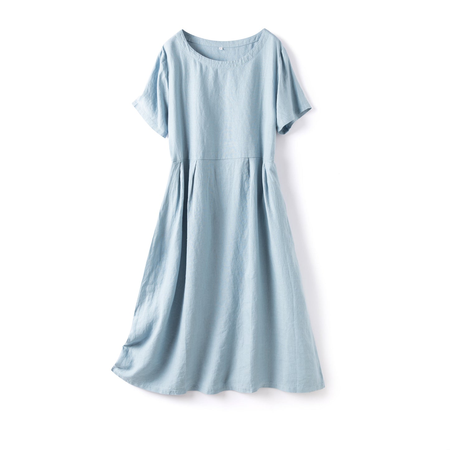 Casual Linen Short-Sleeve Midi Dress CRLinen1216-136