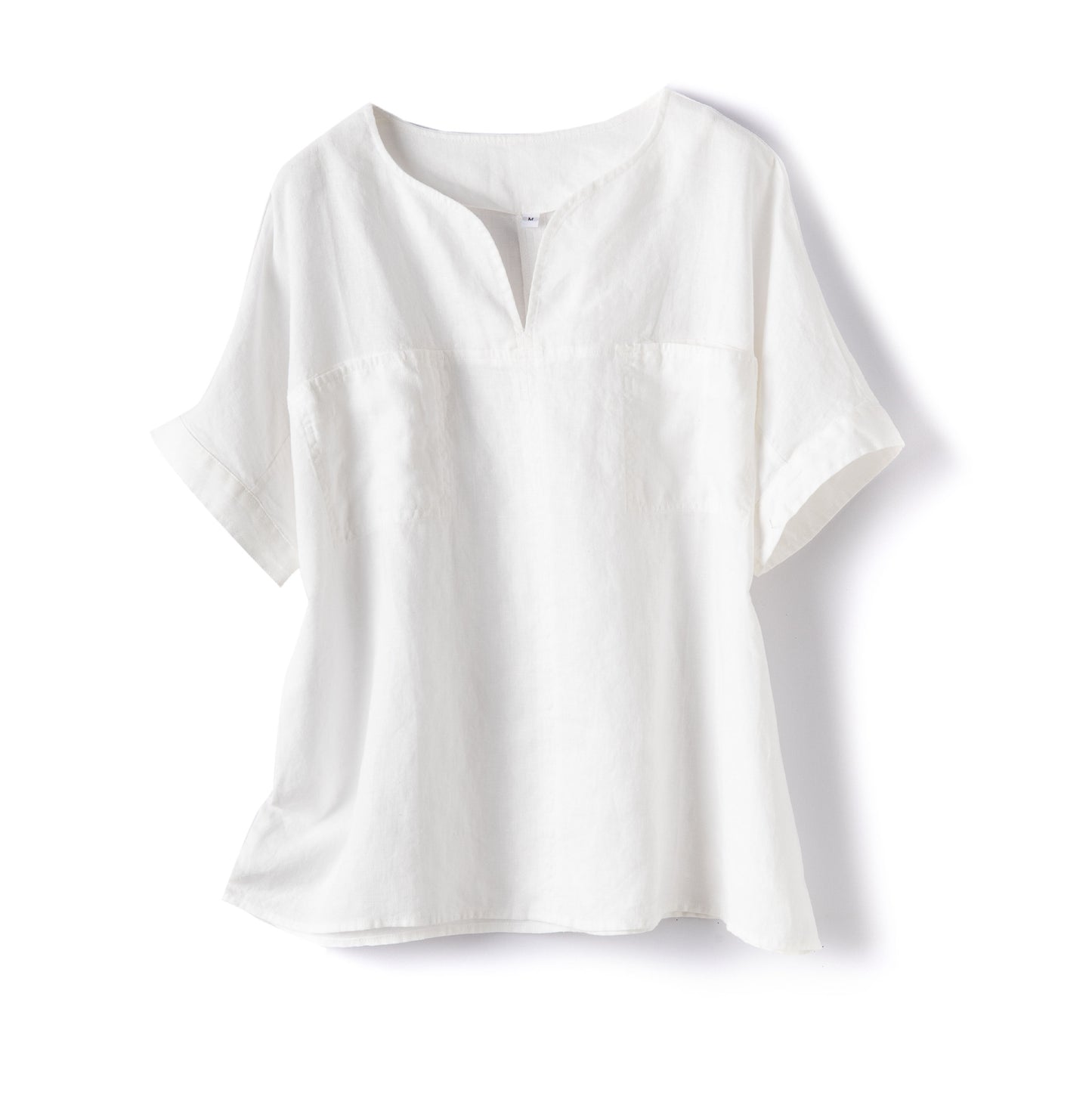 Casual Linen Blouse with V-Neck Design CRLinen1216-098