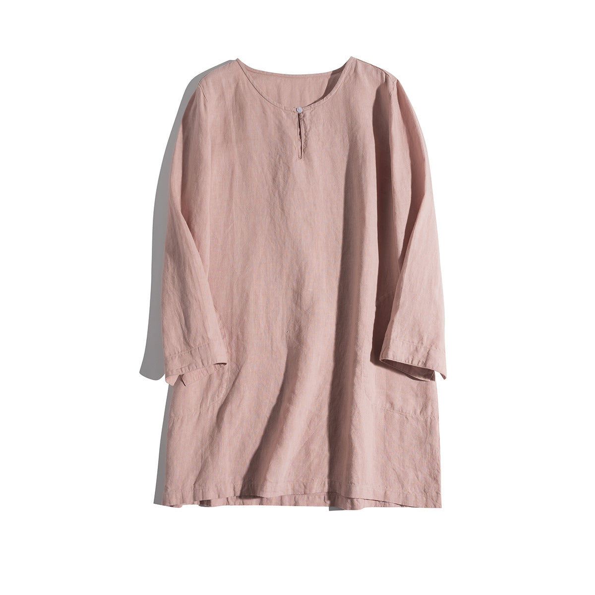 Casual Loose Long-Sleeve Linen Dress CRLinen1216-133