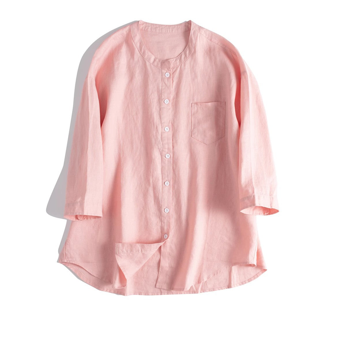 Casual Linen Button-Up Shirt with 3/4 Sleeves CRLinen1216-069