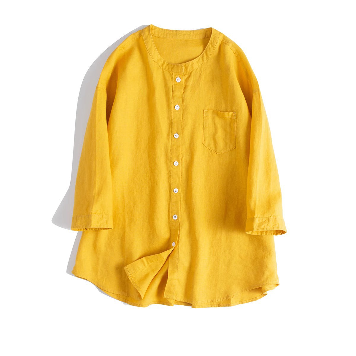 Casual Linen Button-Up Shirt with 3/4 Sleeves CRLinen1216-069