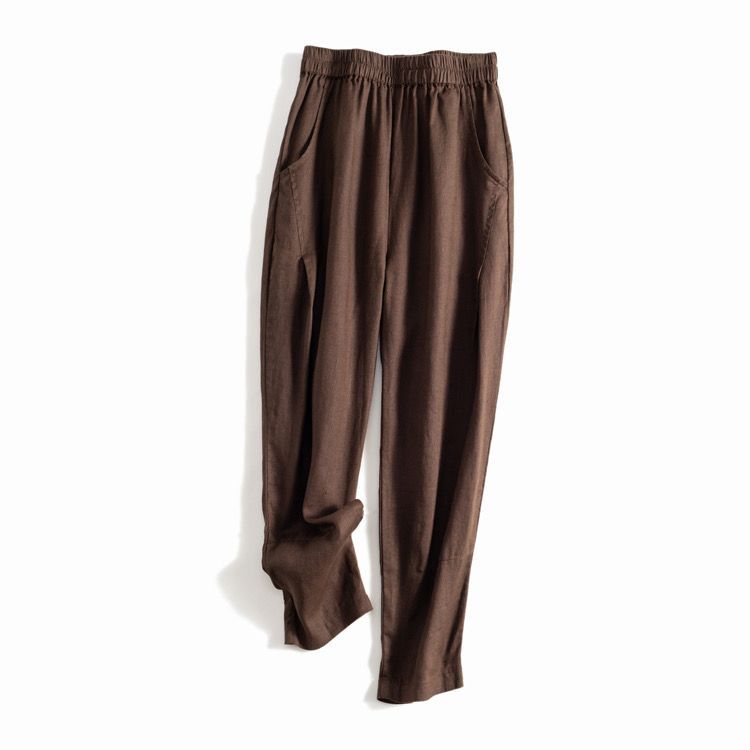 Casual Loose Wide-Leg Pants with Elastic Waist CRLinen1216-110