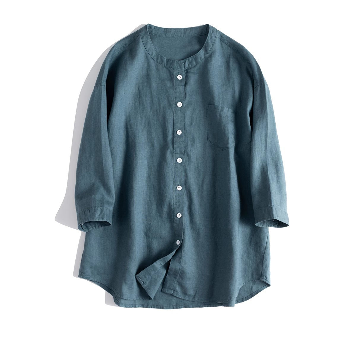Casual Linen Button-Up Shirt with 3/4 Sleeves CRLinen1216-069