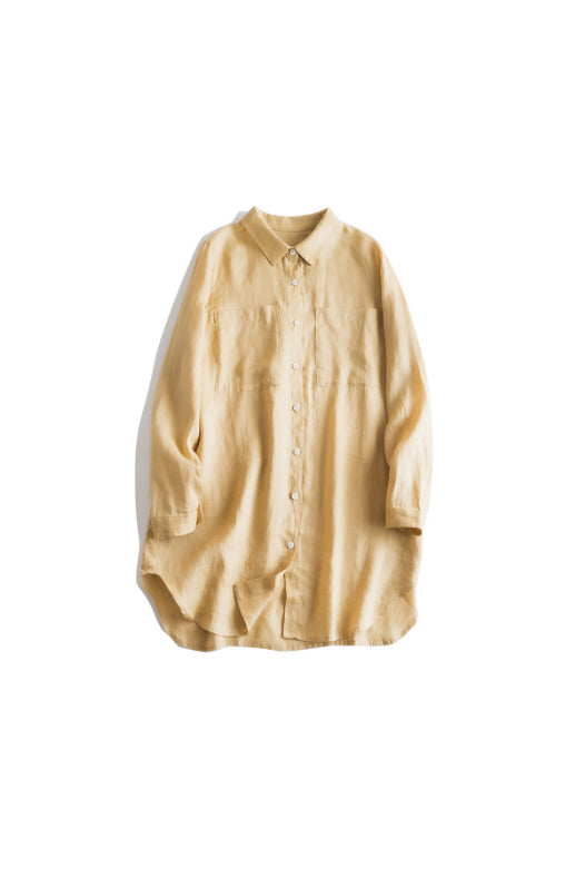 Casual Linen Button-Up Shirts in Vibrant Colors (CRLinen1124-045)