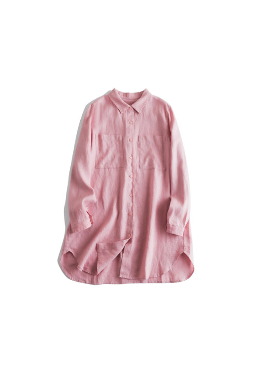 Casual Linen Button-Up Shirts in Vibrant Colors (CRLinen1124-045)
