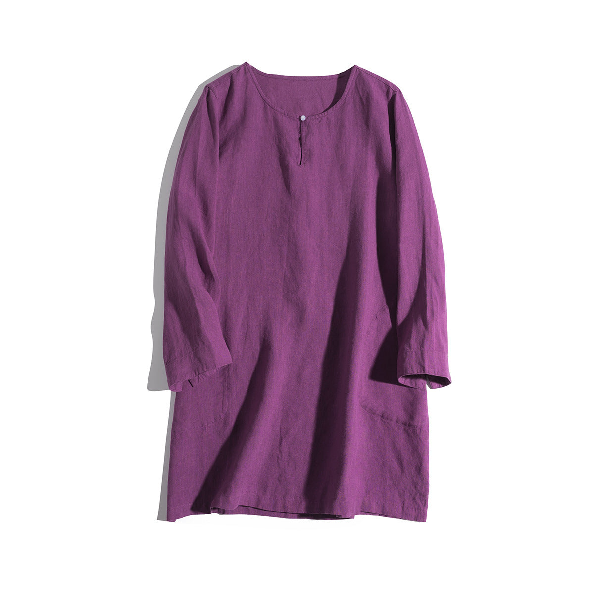 Casual Loose Long-Sleeve Linen Dress CRLinen1216-133