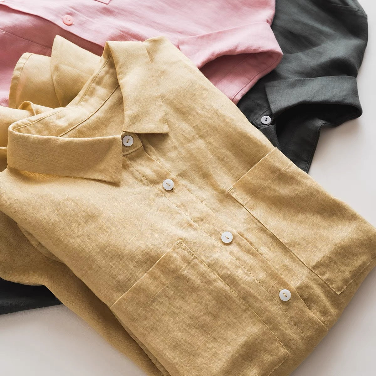 Button-Up Linen Long Shirt CRLinen1216-054