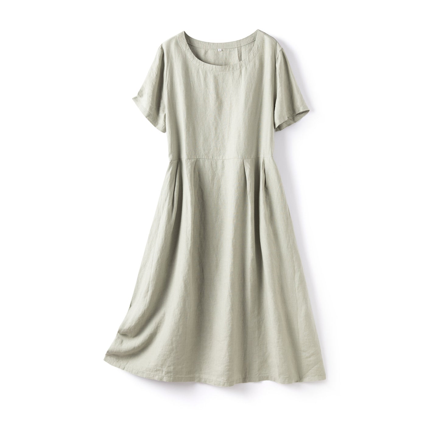 Casual Linen Short-Sleeve Midi Dress CRLinen1216-136