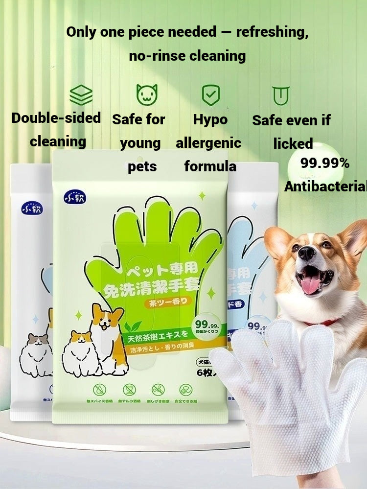 Pet disposable cleaning gloves wipes 6 pcs 1 pkt