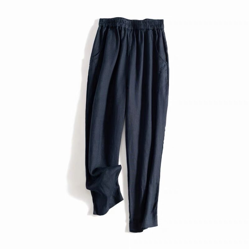 Casual Loose Wide-Leg Pants with Elastic Waist CRLinen1216-110
