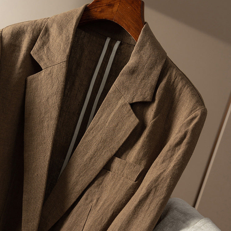 Casual Linen Blazer with Single-Button Closure CRLinen1216-126