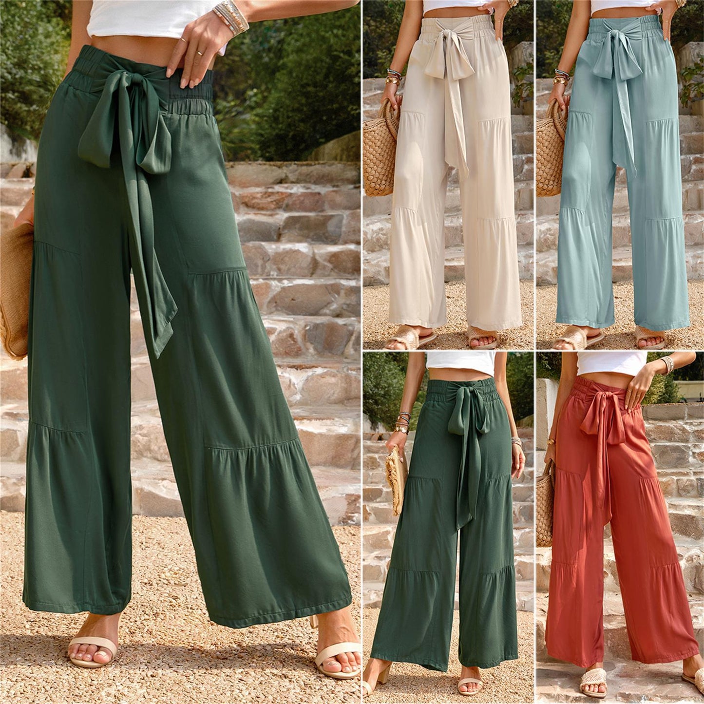 Daisy High Waist Wide Leg Long Palazzo Pants DYE035