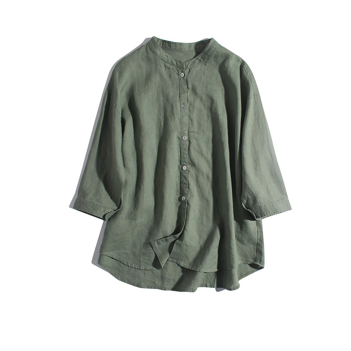 Casual Linen Button-Up Shirt with 3/4 Sleeves CRLinen1216-069
