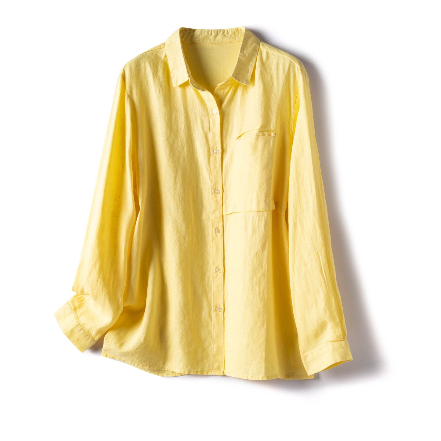 Casual Long-Sleeve Shirt with Front Pocket CRLinen1216-105