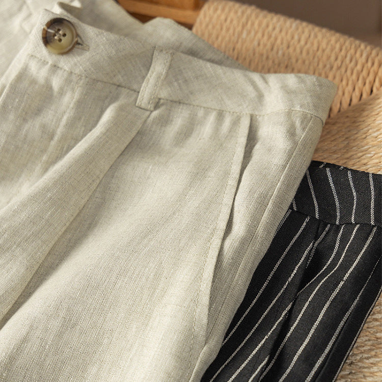 Casual High-Waist Linen Shorts CRLinen1216-086