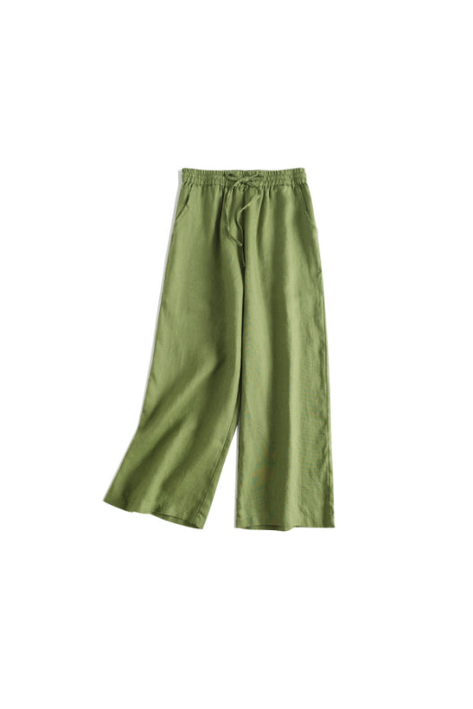 Casual Wide-Leg Linen Pants with Drawstring CRLinen1124-041