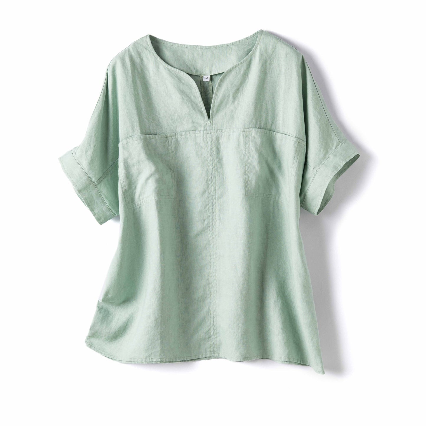 Casual Linen Blouse with V-Neck Design CRLinen1216-098