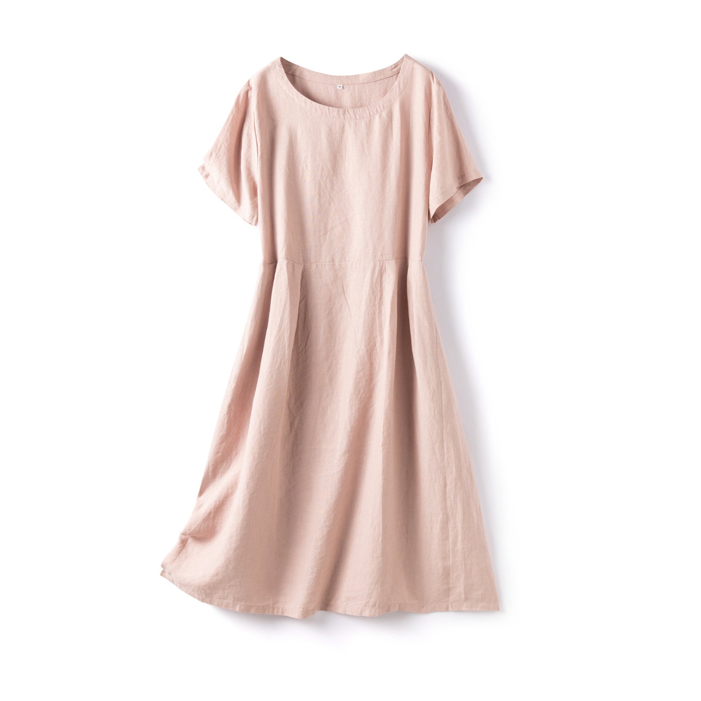 Casual Linen Short-Sleeve Midi Dress CRLinen1216-136