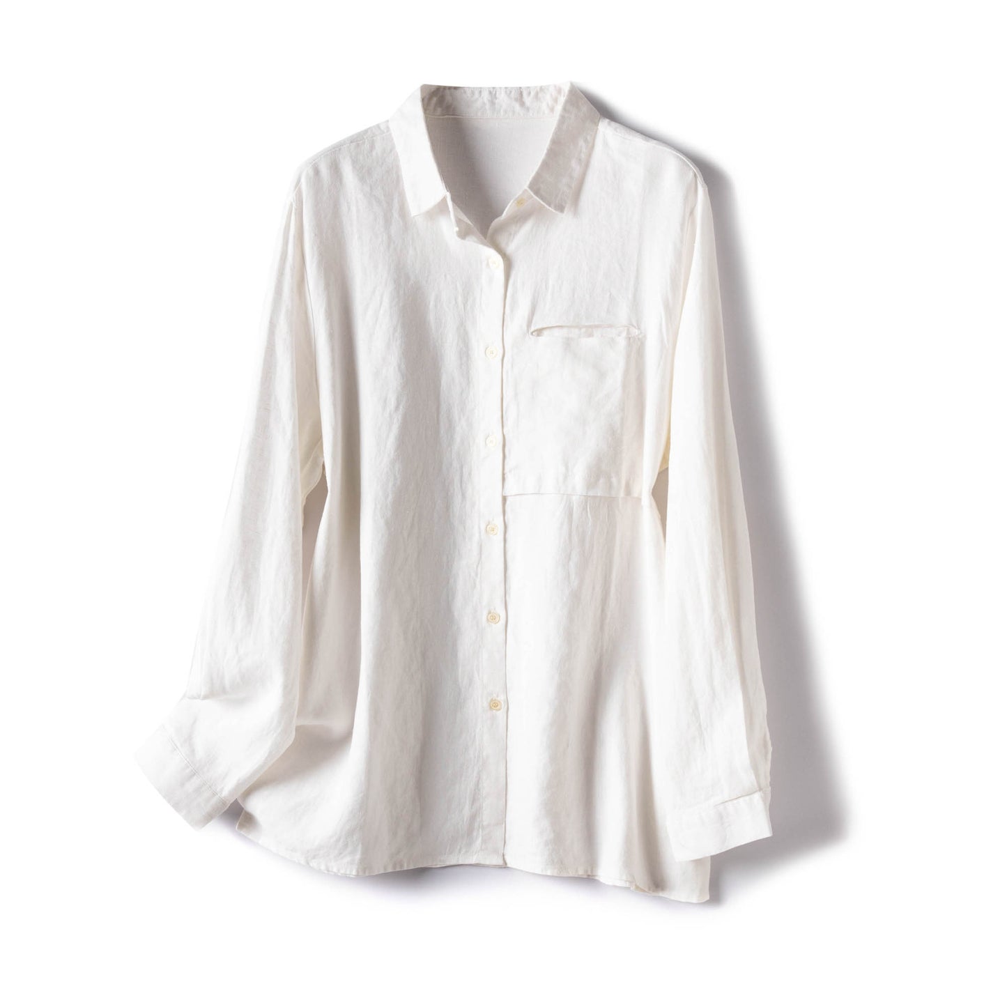 Casual Long-Sleeve Shirt with Front Pocket CRLinen1216-105