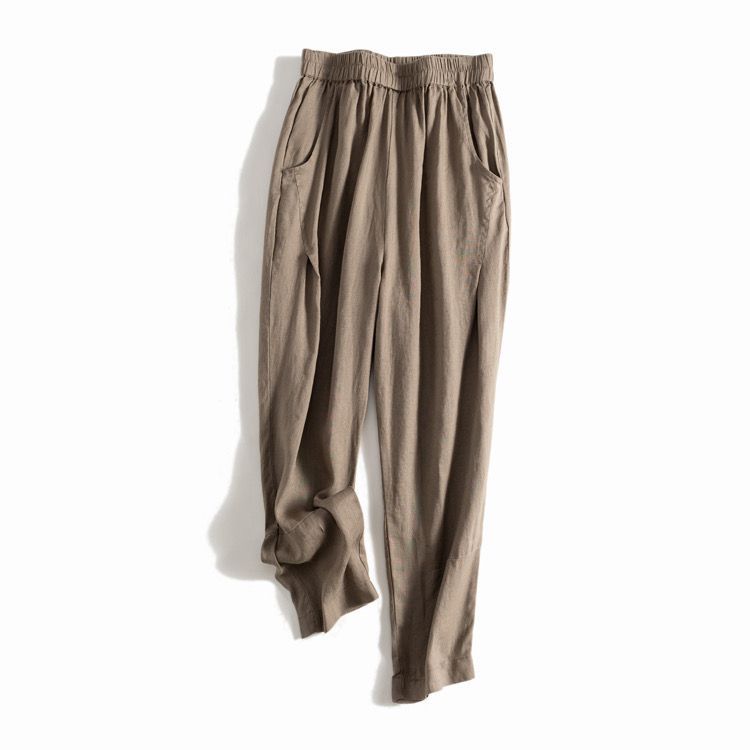 Casual Loose Wide-Leg Pants with Elastic Waist CRLinen1216-110