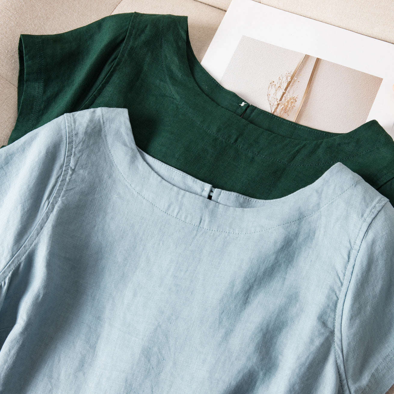 Casual Linen Dress with Belt CRLinen1216-148