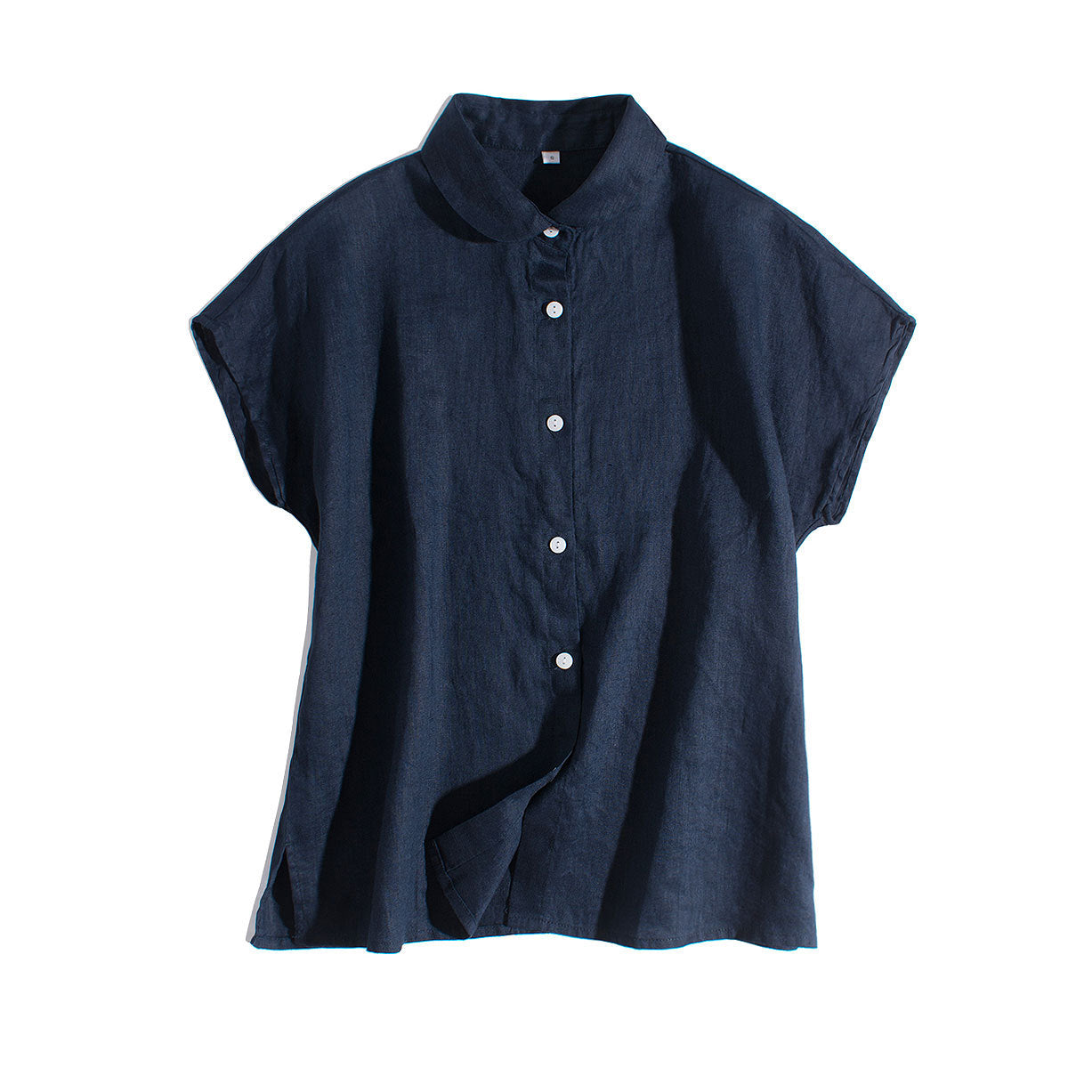 Premium 100% French Linen Button-Up Round Neckline Shirt CRLinen1124-001- KK20  DD8