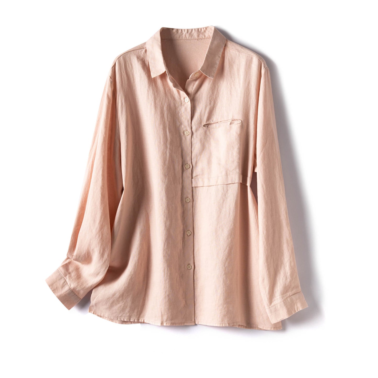 Casual Long-Sleeve Shirt with Front Pocket CRLinen1216-105