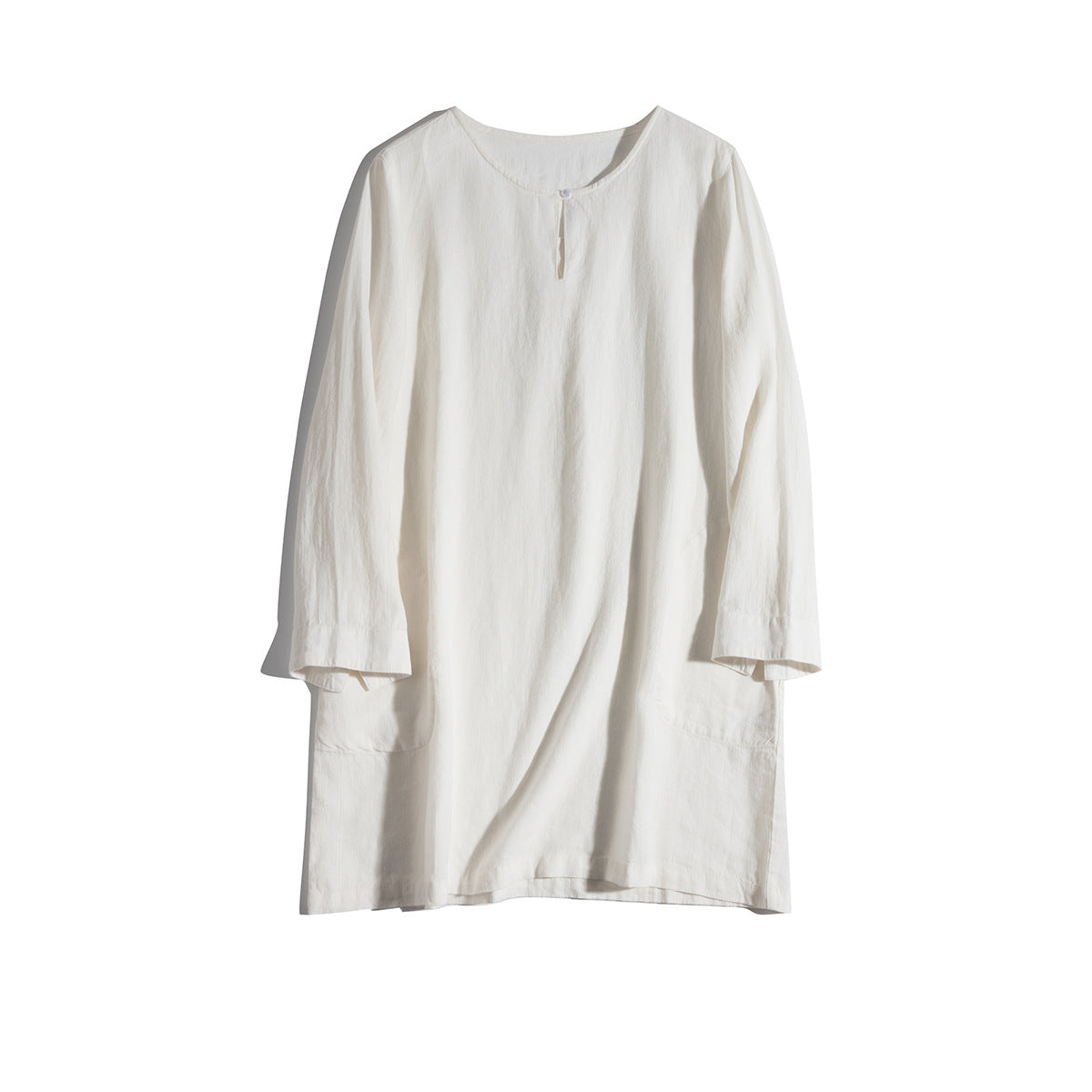 Casual Loose Long-Sleeve Linen Dress CRLinen1216-133