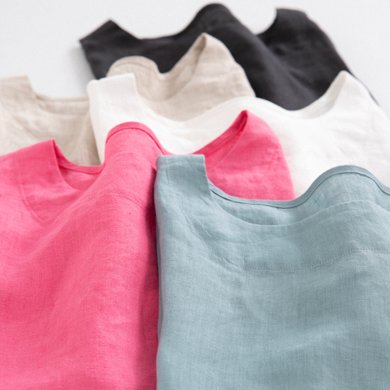 Casual Linen Short-Sleeve Top CRLinen1216-064
