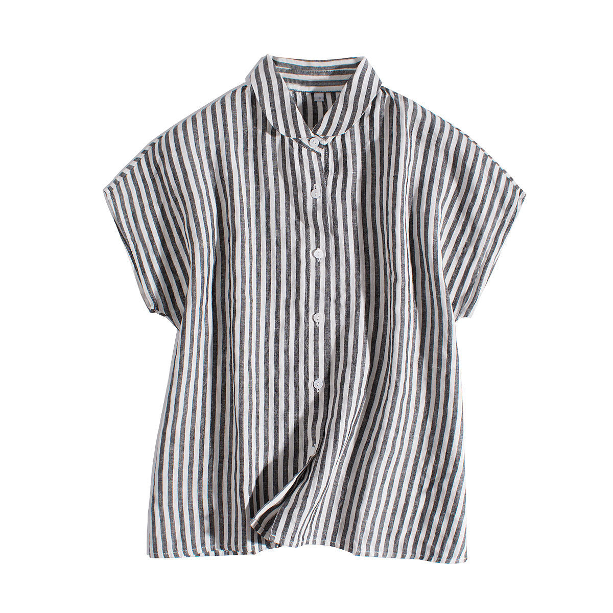 Premium 100% French Linen Button-Up Round Neckline Shirt CRLinen1124-001- KK20  DD8