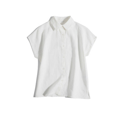 Premium 100% French Linen Button-Up Round Neckline Shirt CRLinen1124-001- KK20  DD8