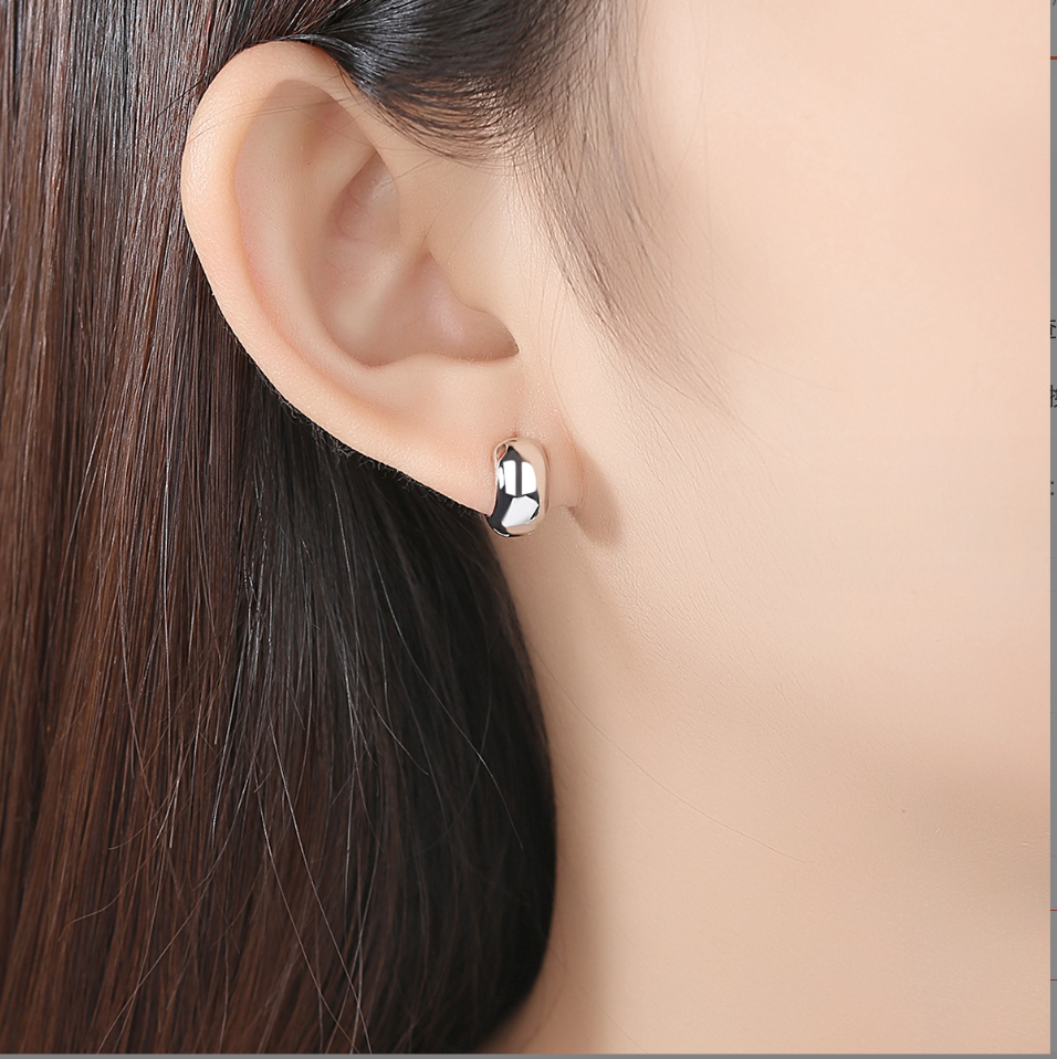 White Gold/ Gold Plated Polished Chubby Hoop Earrings BBB007